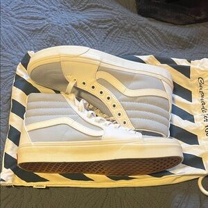 New Vans Customized Classic White and Light Blue High-Tops